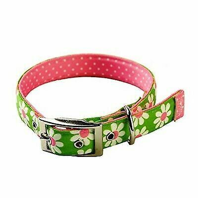 Yellow Dog Design Uptown Collar Green Daisy on Pink Polka Large 24'' RRP 17.99 CLEARANCE XL 9.99